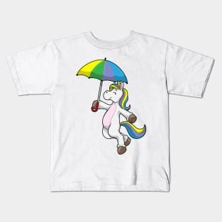 Unicorn with Umbrella Kids T-Shirt